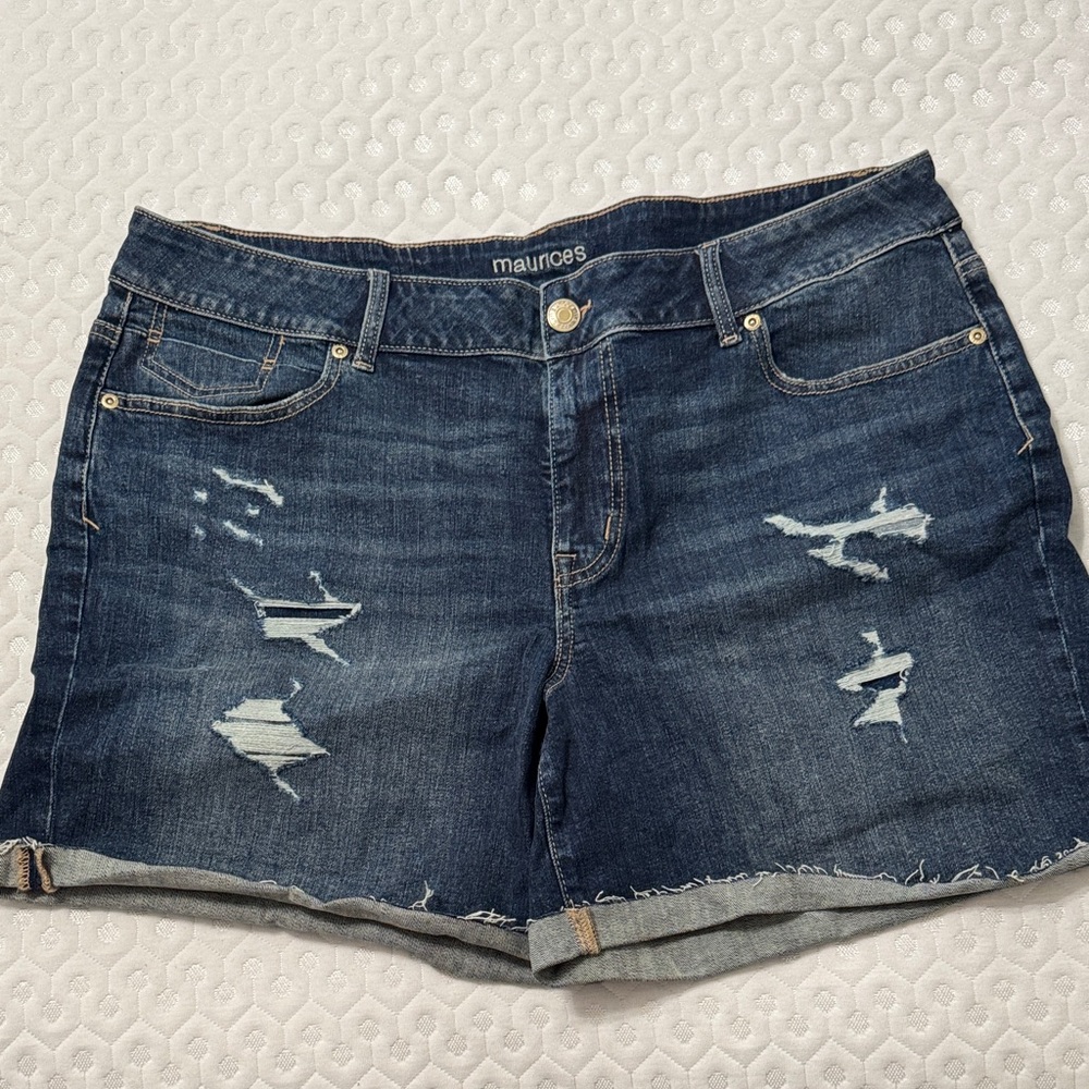 NWOT Maurices Dark Blue Distressed Jean Shorts